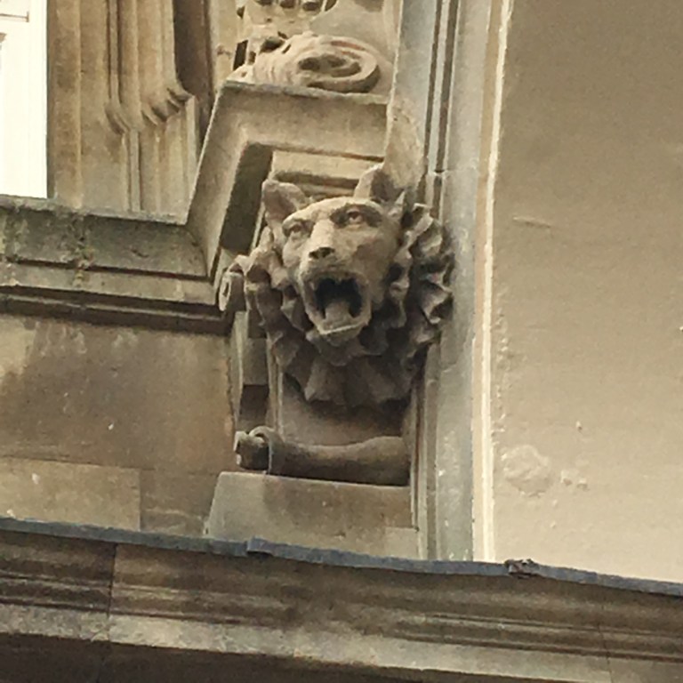 A photo of a stone gargoyle 